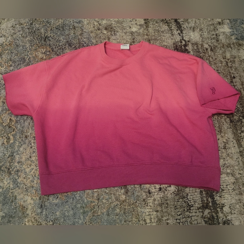 Pink Victoria Secret Ombre Sweatshirt Cropped Size XS